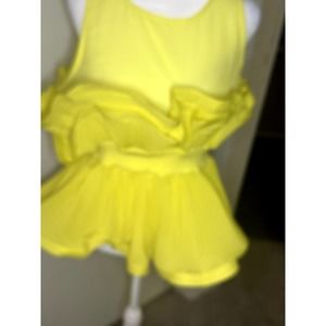 Lime green ruffled trendy and super cute Akita blouse.